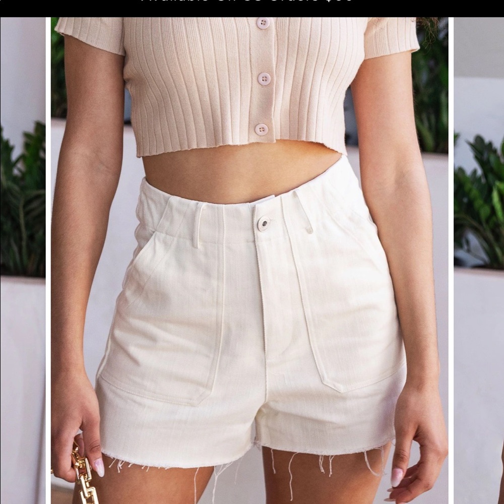 HIGH WAISTED IVORY SHORTS